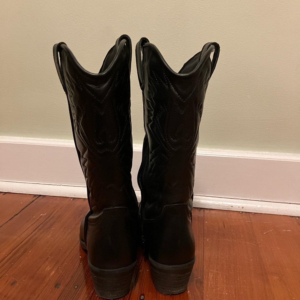 Black Leather Cowboy Boots